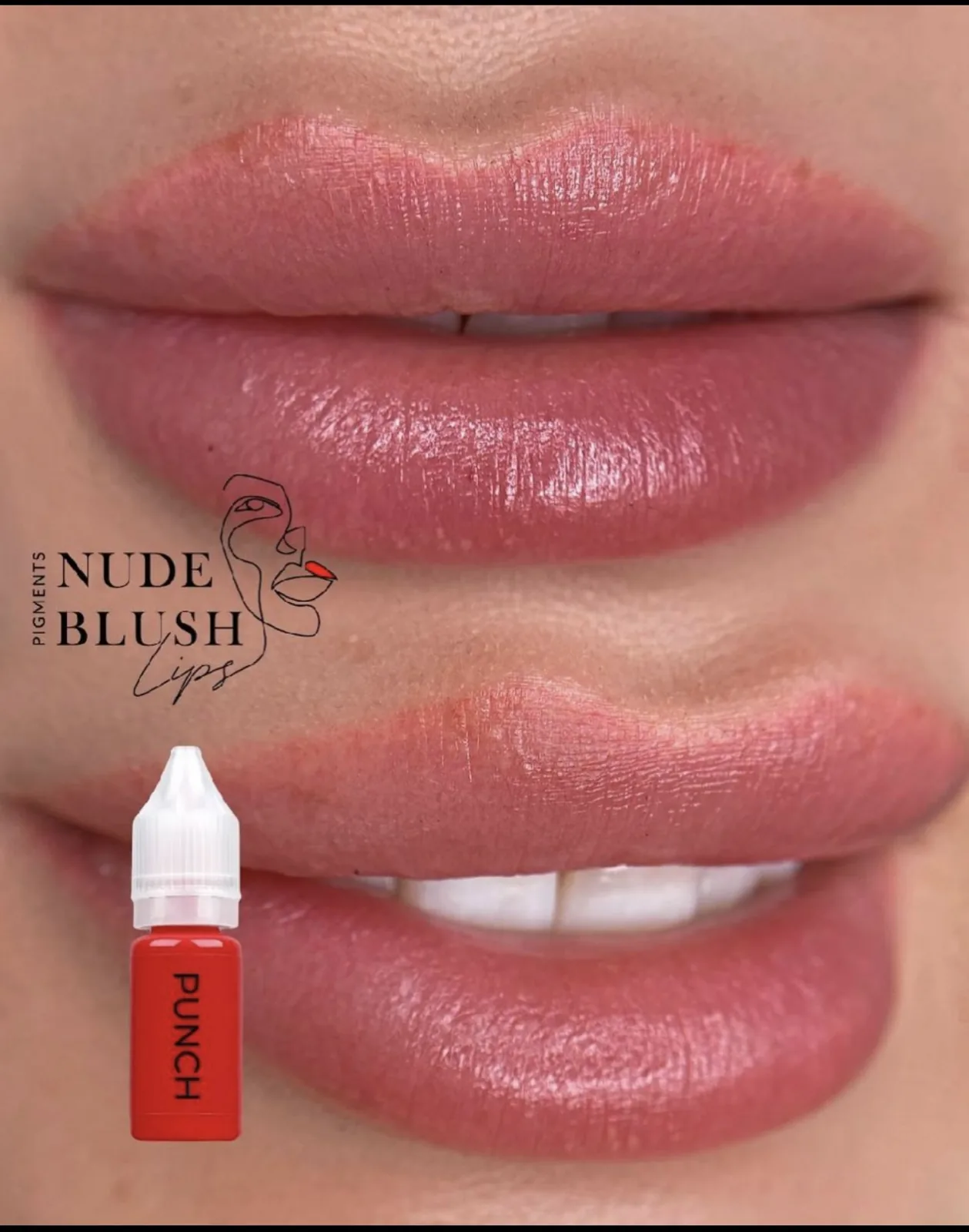Lip blush healed result with pigment shades
