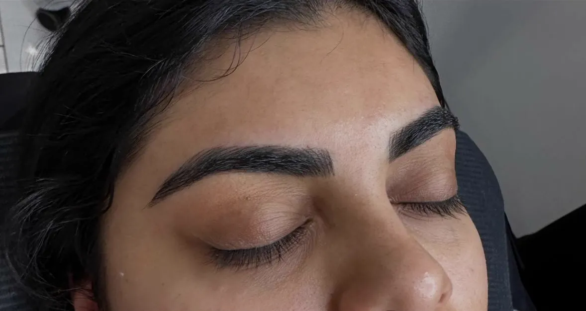 The same client after powder brows, healed