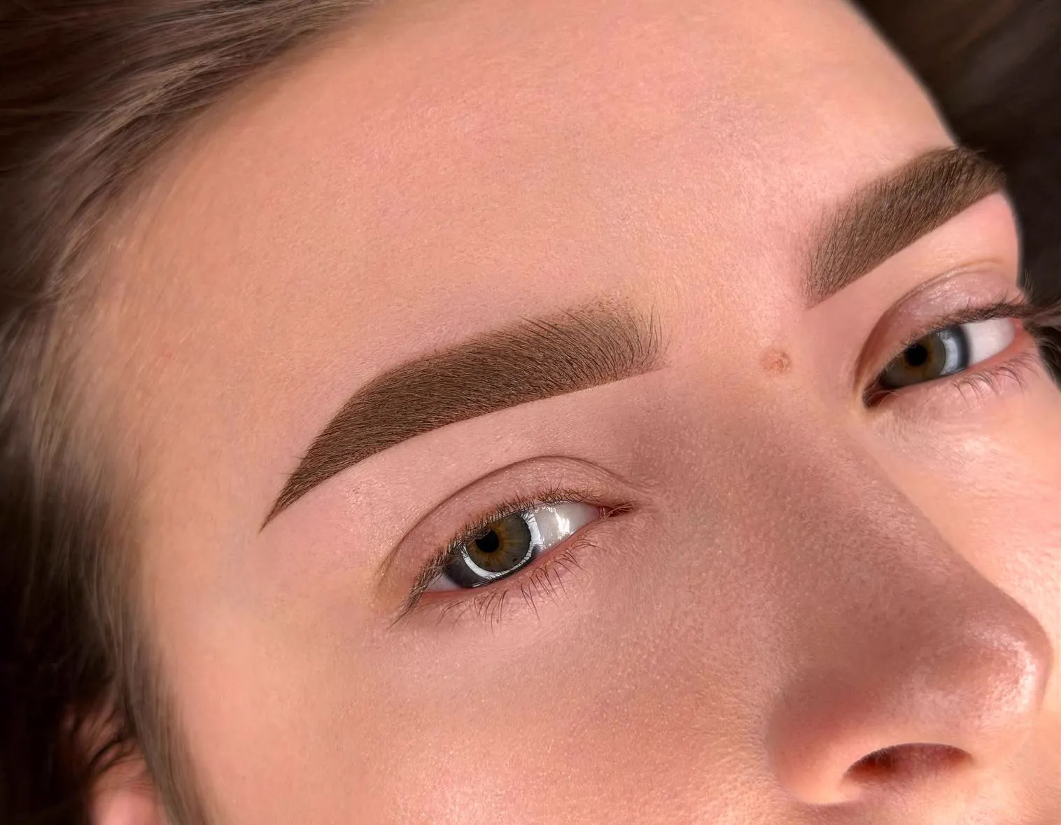 Healed powder brows on a client