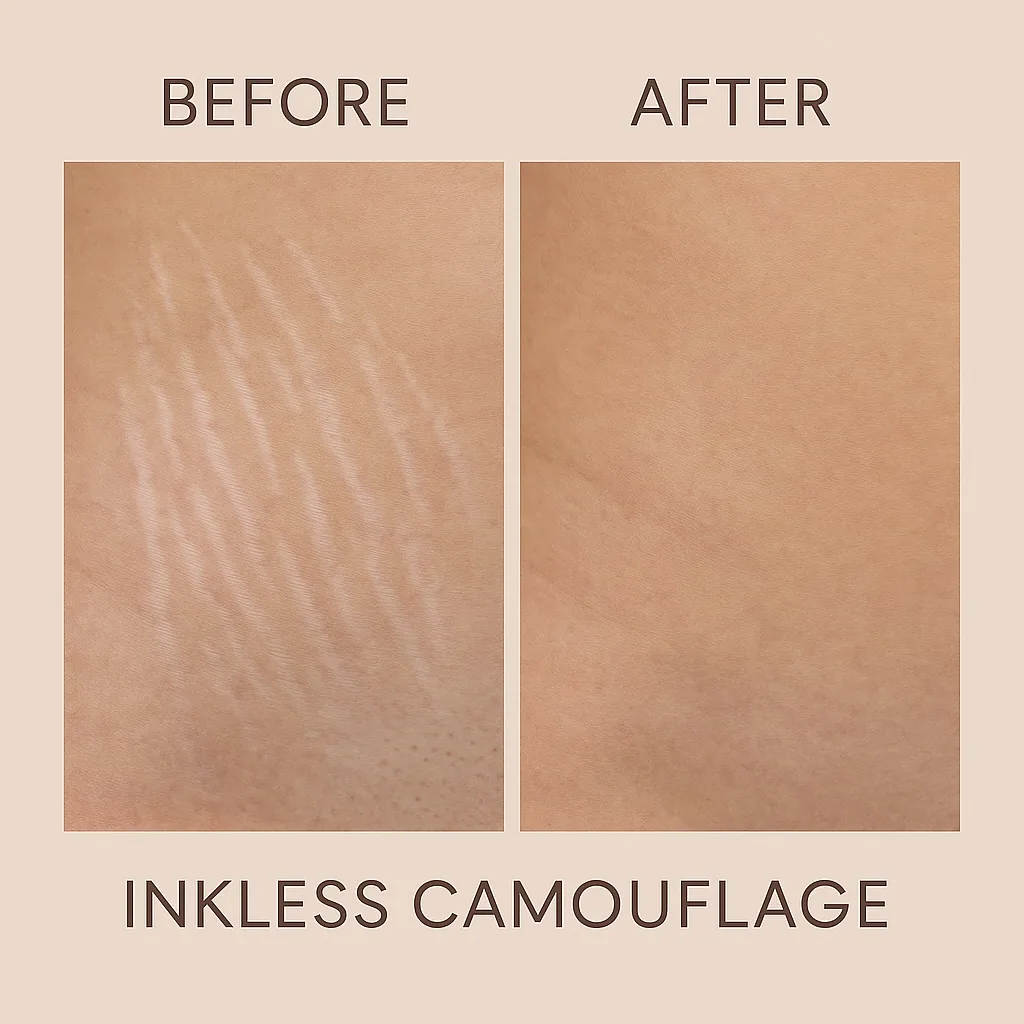 Inkless camouflage before and after