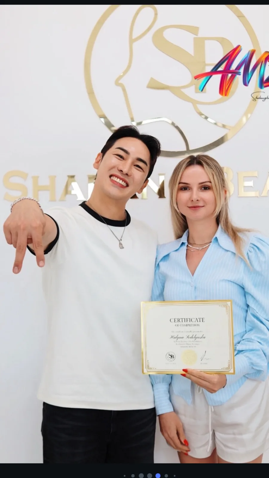 Halyna with her trainer at Shabang Beauty